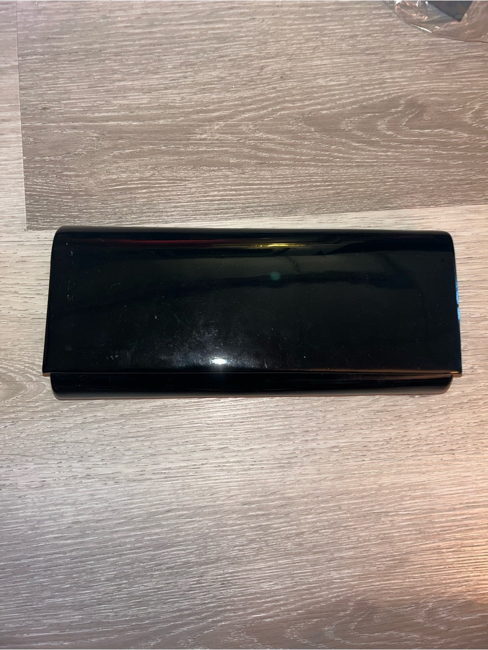 Le Château Sleek Black Patent Fold-Over Clutch